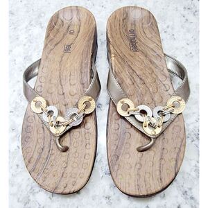 Orthaheel Size 7‎ Lola Mixed Metal Silver and Gold Women’s Sandals EUC